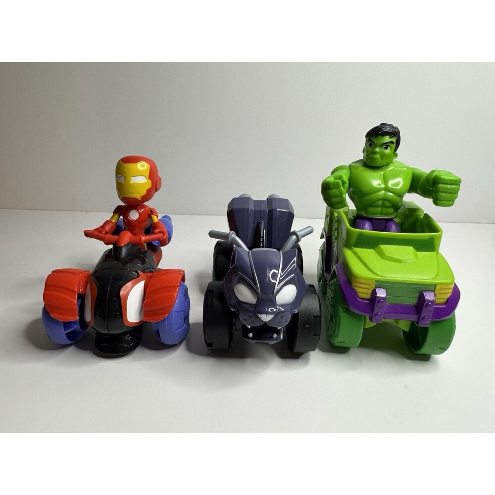 Marvel Super Hero Adventures Pull Back Car Lot 3 - Iron Man Black Panther Hulk